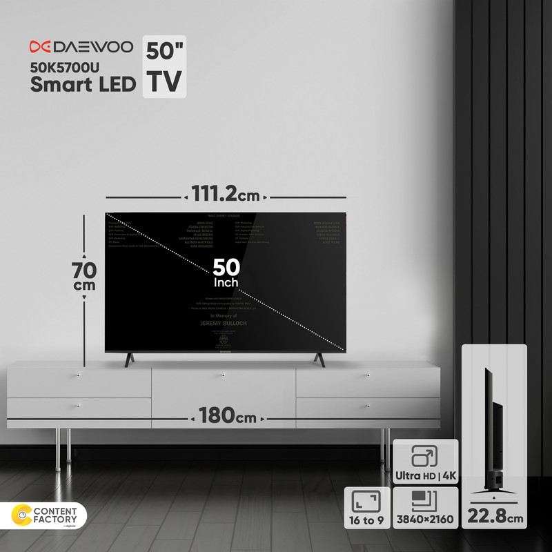 تلویزیون ال ای دی هوشمند دوو مدل DSL-50SU1700 سایز 50 اینچ