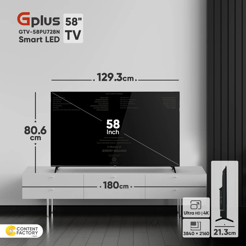 تلویزیون ال ای دی هوشمند جی پلاس مدل GTV-58PU728N سایز 58 اینچ