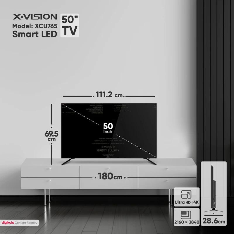 تلویزیون ال ای دی هوشمند ایکس ویژن مدل XCU765 سایز 50 اینچ